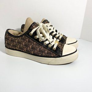 Michael Kors MK logo Leather & Jacquard Cap Toe City Sneaker